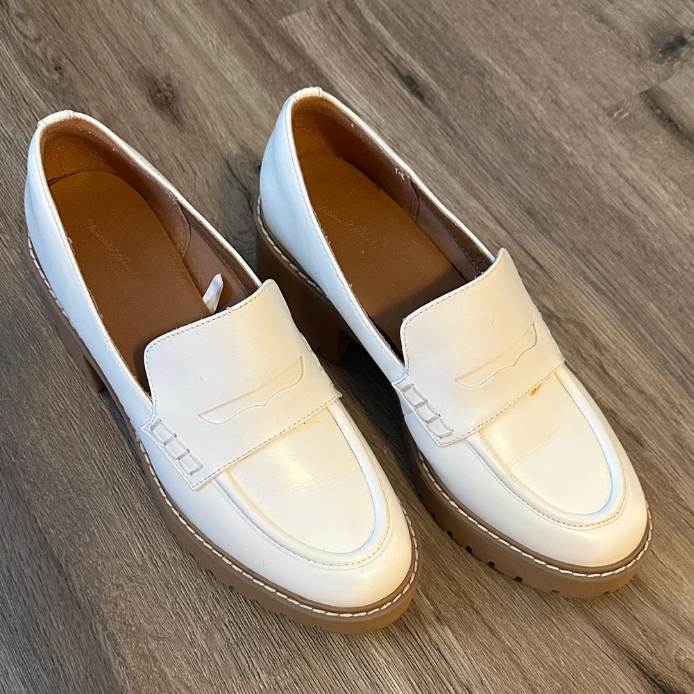 White Platform Loafer Heels